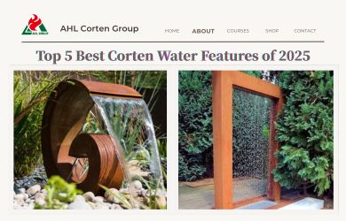 corten steel water feature